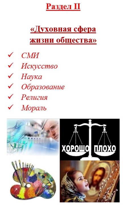 пособие, материалы ОГЭ  "Духовная сфера общества"